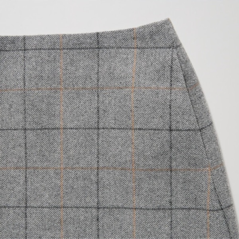 Uniqlo Wool Blend Gray Checkered Mini Skirt - Picture 2 of 6